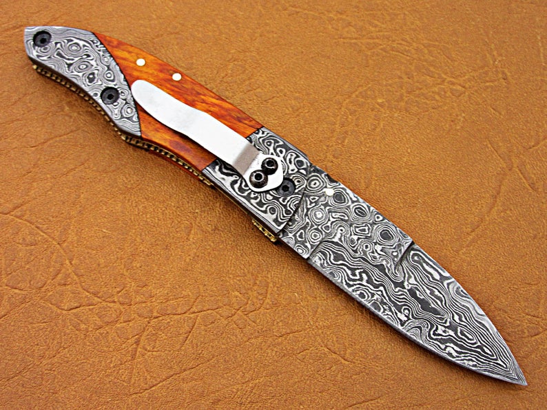Custom Handmade Damascus Steel Folding Pocket Knife - SUSA KNIVES