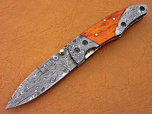 Custom Handmade Damascus Steel Folding Pocket Knife - SUSA KNIVES