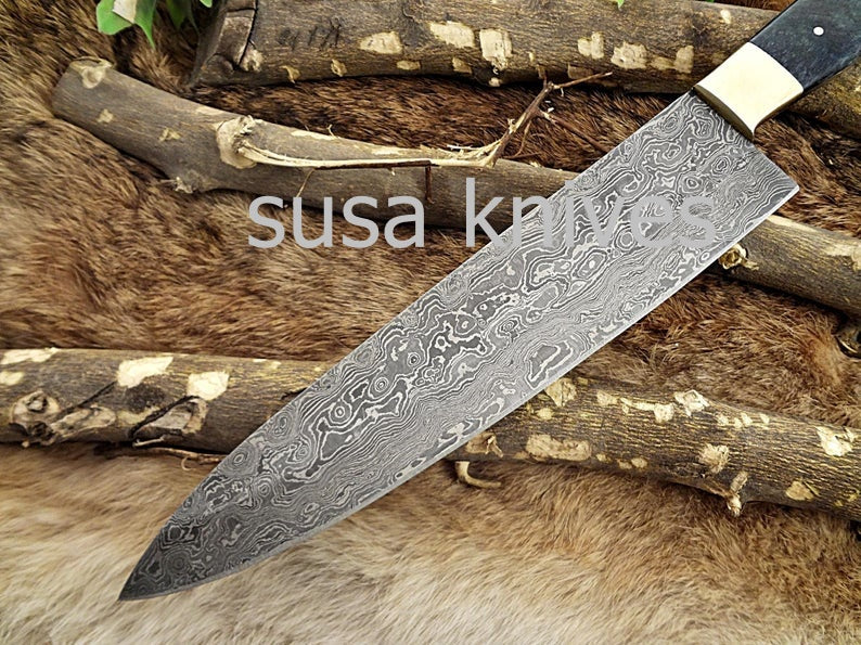 Handmade Damascus Steel Chef Knife Boxing day Sale, Heartwarming gift, Wedding gift, Gift for her,Gift for Mother,Cutlery, Kitchen & Dining, - SUSA KNIVES