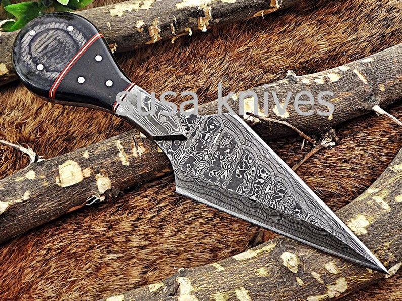 A Beautiful Custom Made Damascus Skinner Knife/Halloween Gift/Black Friday Gift/ Thanksgiving Gift/Christmas Gift - SUSA KNIVES