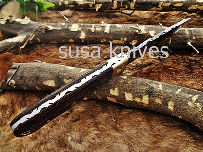 A Beautiful Custom Made Damascus Skinner Knife/Black Friday Gift/ Thanksgiving Gift/Christmas Gift *** - SUSA KNIVES
