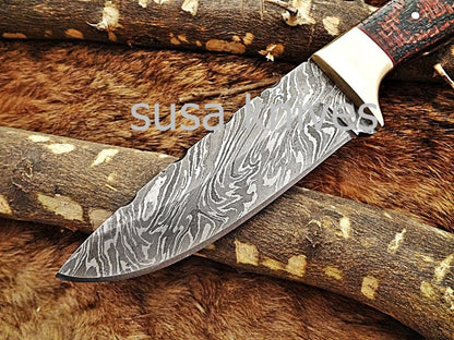 A Beautiful Custom Made Damascus Skinner Knife/Black Friday Gift/ Thanksgiving Gift/Christmas Gift *** - SUSA KNIVES