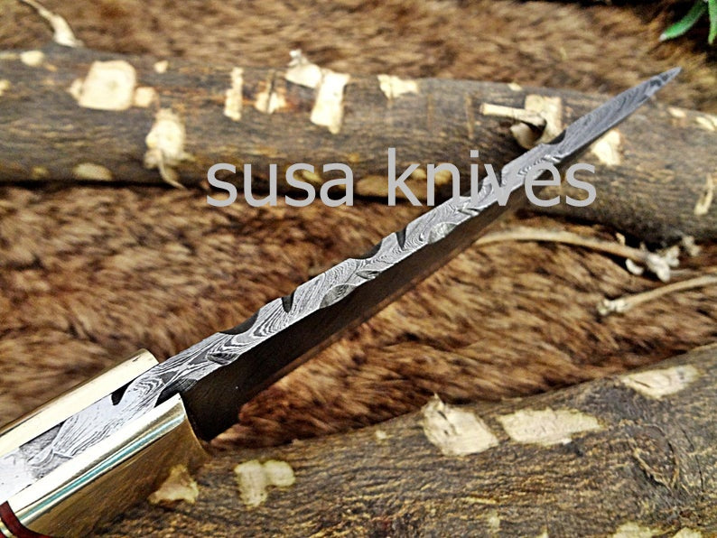 A Beautiful Custom Made Damascus Skinner Knife/Black Friday Gift/ Thanksgiving Gift/Christmas Gift - SUSA KNIVES