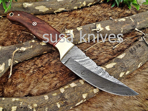 A Beautiful Custom Made Damascus Skinner Knife/Black Friday Gift/ Thanksgiving Gift/Christmas Gift - SUSA KNIVES