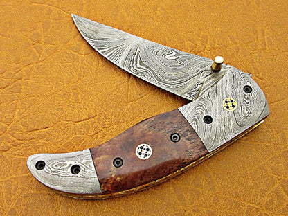 Custom Handmade Damascus Steel Folding Pocket Knife - SUSA KNIVES