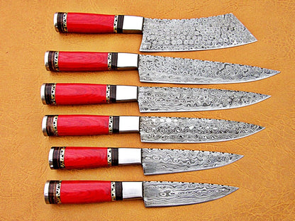 Custom Handmade Damascus Steel Fixed Blade Kitchen Chef Knife Set - SUSA KNIVES
