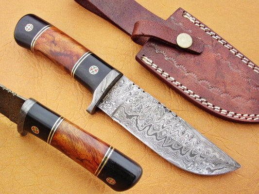 Custom Handmade Damascus Steel Fixed Blade Hunting Knife - SUSA KNIVES