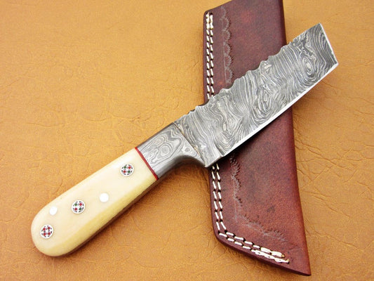 Custom Handmade Damascus Steel Fixed Tanto Blade Hunting Knife - SUSA KNIVES