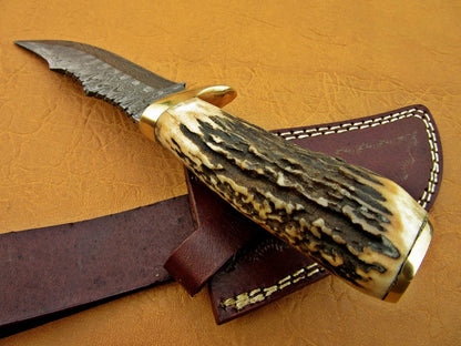 Custom Handmade Damascus Steel Fixed Blade Hunting Knife - SUSA KNIVES