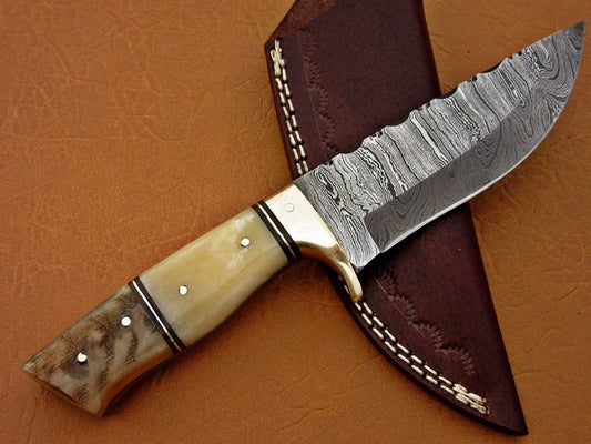 Custom Handmade Damascus Steel Fixed Blade Hunting Knife - SUSA KNIVES
