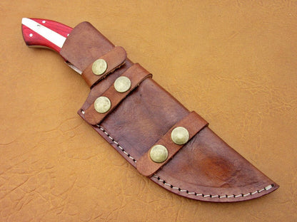 Custom Handmade Damascus Steel Fixed Blade Hunting Tracker Knife - SUSA KNIVES