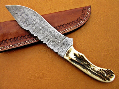 Custom Handmade Damascus Steel Fixed Blade Hunting Knife - SUSA KNIVES