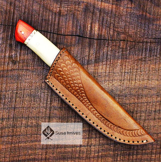 9.5" Damascus Bushcraft Knife - Hunting, Camping, Fixed Blade, Christmas, Anniversary Gift Men, Unique Knife, EDC, Fixed Blade, Survival - SUSA KNIVES