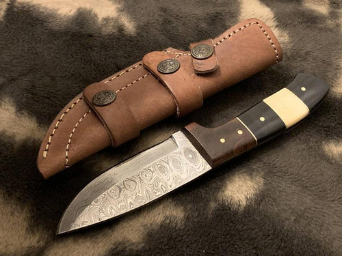 Custom Handmade Damascus Bush Craft Knife Combination Of Bone, Horn& Walnut Wood - SUSA KNIVES