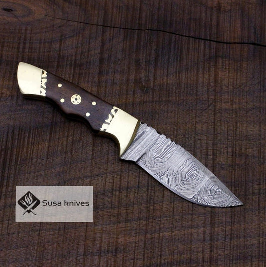 Damascus Bushcraft Knife - Hunting, Camping, Fixed Blade, Collectors Knife. Christmas, Anniversary Gift Men, Unique Knife, EDC, Hiking Gear - SUSA KNIVES