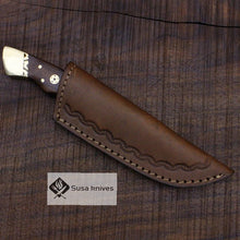 Load image into Gallery viewer, Damascus Bushcraft Knife - Hunting, Camping, Fixed Blade, Collectors Knife. Christmas, Anniversary Gift Men, Unique Knife, EDC, Hiking Gear - SUSA KNIVES
