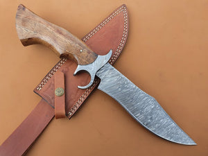 Custom Handmade Damascus Steel Bowie, - SUSA KNIVES
