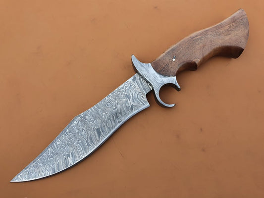Custom Handmade Damascus Steel Bowie, - SUSA KNIVES