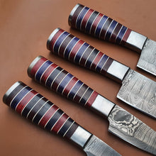 Load image into Gallery viewer, Set of 4 Custom Handmade Damascus Steel Chef Knife - SUSA KNIVES
