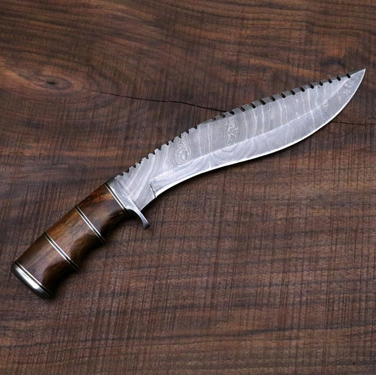 Damascus Gurkha / Kukri Knife Large - Camping / Machete / Hunting Knife / Unique Knife / Bowie / Survival / Groomsmen Anniversary Gift - SUSA KNIVES