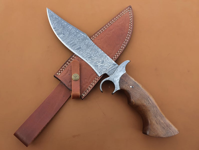 Custom Handmade Damascus Steel Bowie, - SUSA KNIVES