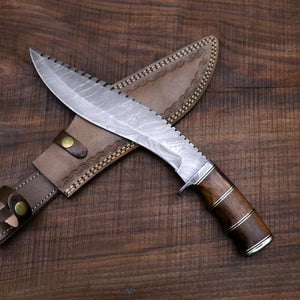 Damascus Gurkha / Kukri Knife Large - Camping / Machete / Hunting Knife / Unique Knife / Bowie / Survival / Groomsmen Anniversary Gift - SUSA KNIVES