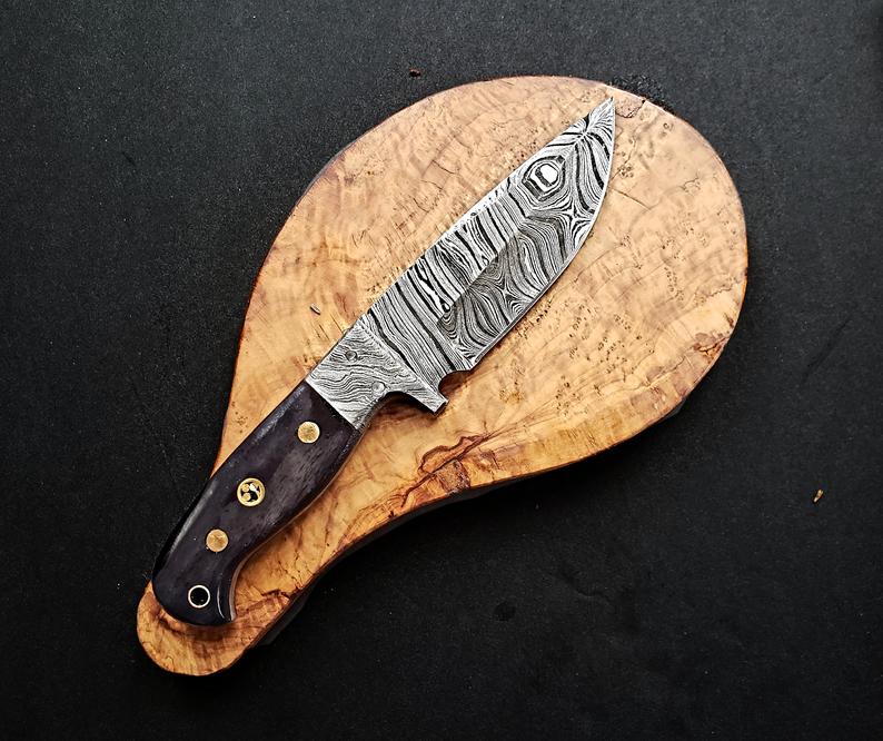 Custom Handmade Damascus Steel Fixed Blade Hunting Knife With Leather Sheath - SUSA KNIVES