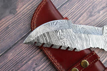 Load image into Gallery viewer, DAMASCUS STEEL  HANDMADE TRACKER KNIFE - SUSA KNIVES
