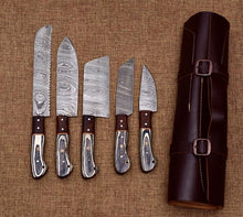 Load image into Gallery viewer, Custom Handmade Damascus Chef Knives Set Kitchen Knives Set Gift For Her Gift For Him - SUSA KNIVES

