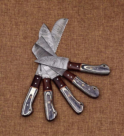 Custom Handmade Damascus Chef Knives Set Kitchen Knives Set Gift For Her Gift For Him - SUSA KNIVES