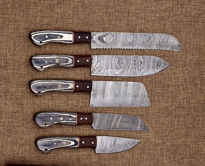 Custom Handmade Damascus Chef Knives Set Kitchen Knives Set Gift For Her Gift For Him - SUSA KNIVES