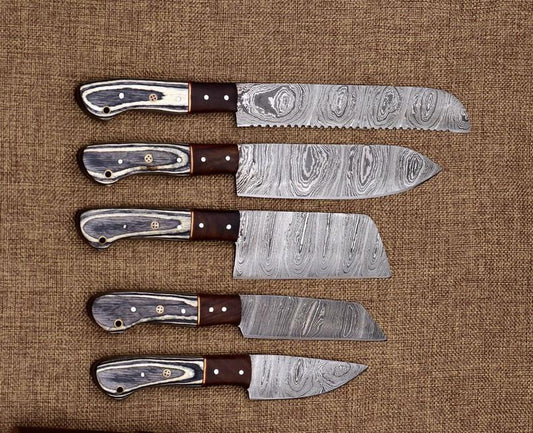 Custom Handmade Damascus Chef Knives Set Kitchen Knives Set Gift For Her Gift For Him - SUSA KNIVES