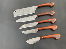 Load image into Gallery viewer, 5-Pcs Damascus Steel Chef Knife Set/Kitchen Knife set With Leather roll Bag/Gift for her/Birthday Gift/Kitchen and dinning/Chopper - SUSA KNIVES
