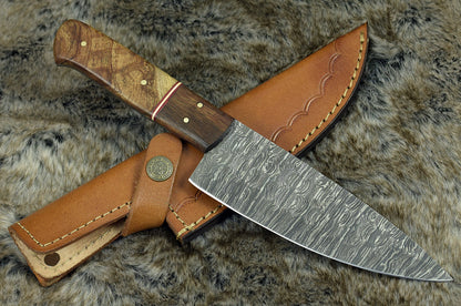 DAMASCUS STEEL PRO CHEF KNIFE, 10.5", DAMASCUS STEEL FRENCH BLADE, EXOTIC MANGO BURL WOOD HANDLE, MOSAIC PIN, CUSTOM FULL TANG FIXED BLADE CHEF'S KNIFE - SUSA KNIVES