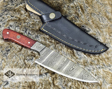 Load image into Gallery viewer, DAMASCUS STEEL PRO CHEF UTILITY PAIRING KNIFE, 10.5&quot;, DAMASCUS STEEL DROP POINT BLADE, EXOTIC PADAUK WOOD HANDLE, FIXED BLADE, FULL TANG - SUSA KNIVES
