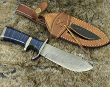 Load image into Gallery viewer, DAMASCUS KNIFE, DAMASCUS STEEL HUNTING KNIFE, 9&quot;, DAMASCUS STEEL CLIP POINT BLADE, G10 FIBER COMPOSITE HANDLE, FIXED BLADE, HUNTING KNIFE, CUSTOM LEATHER SHEATH - SUSA KNIVES
