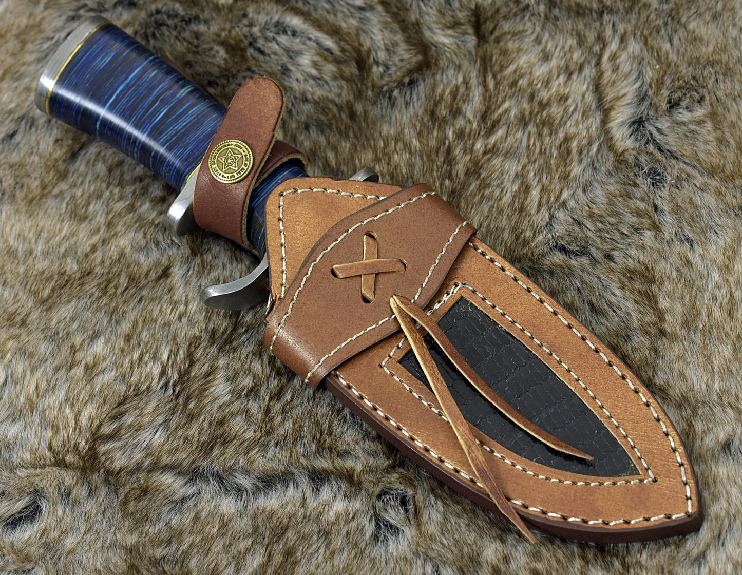 DAMASCUS KNIFE, DAMASCUS STEEL HUNTING KNIFE, 9", DAMASCUS STEEL CLIP POINT BLADE, G10 FIBER COMPOSITE HANDLE, FIXED BLADE, HUNTING KNIFE, CUSTOM LEATHER SHEATH - SUSA KNIVES