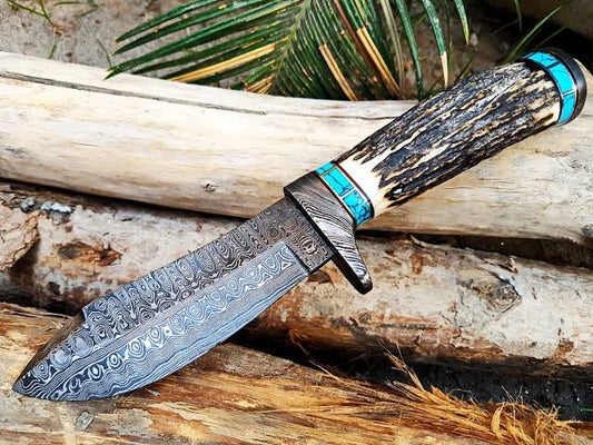 HANDMADE DAMASCUS STEEL HUNTING KNIFE - SUSA KNIVES