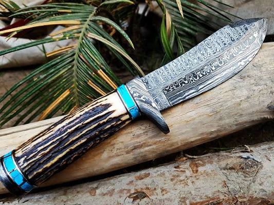 HANDMADE DAMASCUS STEEL HUNTING KNIFE - SUSA KNIVES