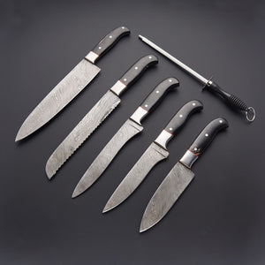 DAMASCUS CHEF/KITCHEN KNIFE 6 PCS - SUSA KNIVES
