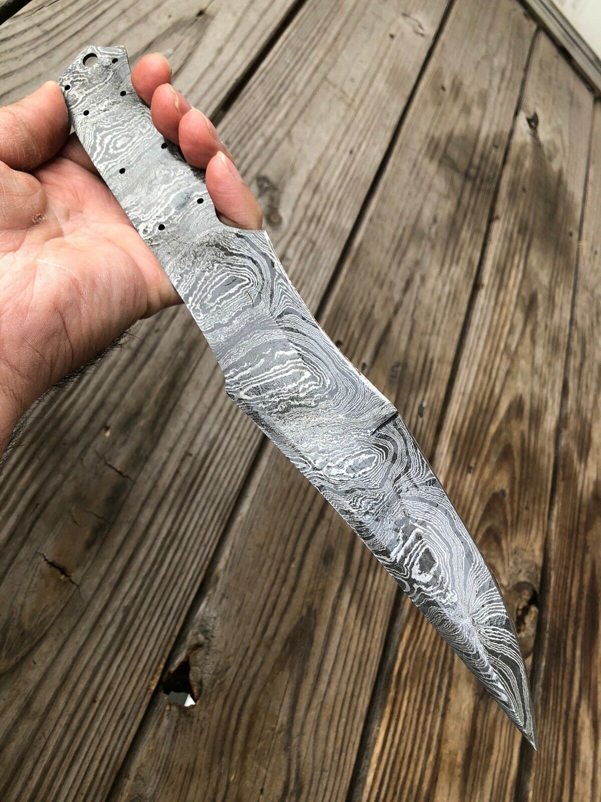 12”inch Custom HAND FORGED DAMASCUS STEEL Blank BLADE FULL TANG Hunting Knife - SUSA KNIVES