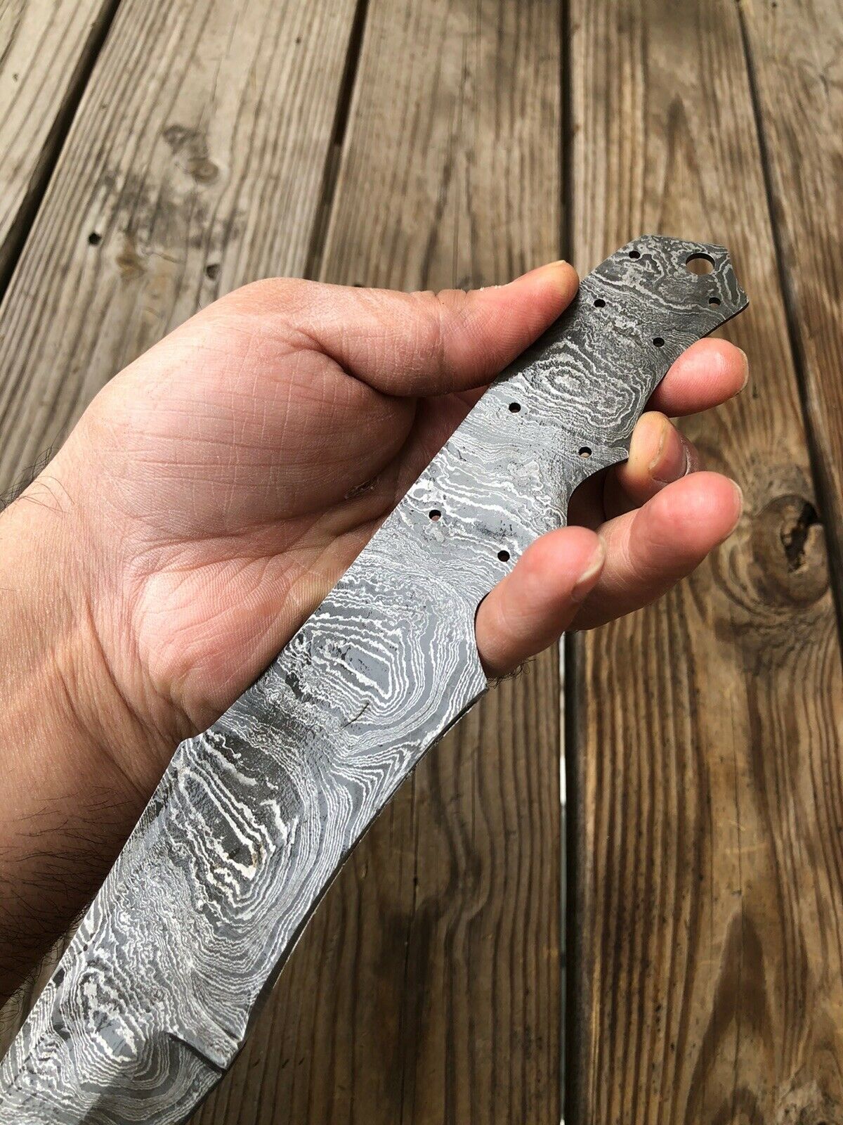 12”inch Custom HAND FORGED DAMASCUS STEEL Blank BLADE FULL TANG Hunting Knife - SUSA KNIVES