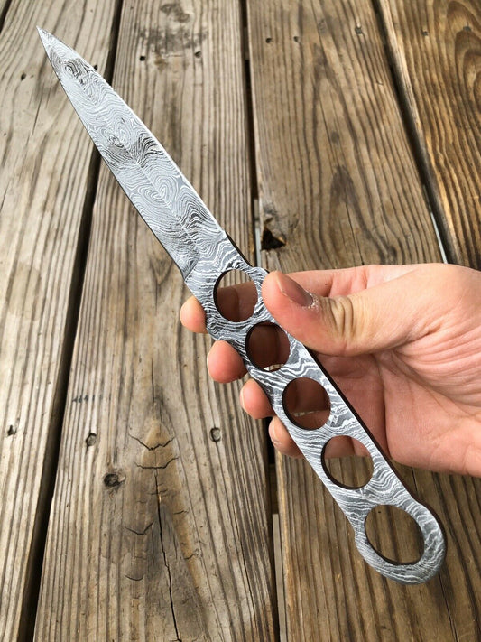 12” Inch HAND FORGED DAMASCUS STEEL Hunting Dagger Knife BLANK BLADE FULL TANG - SUSA KNIVES