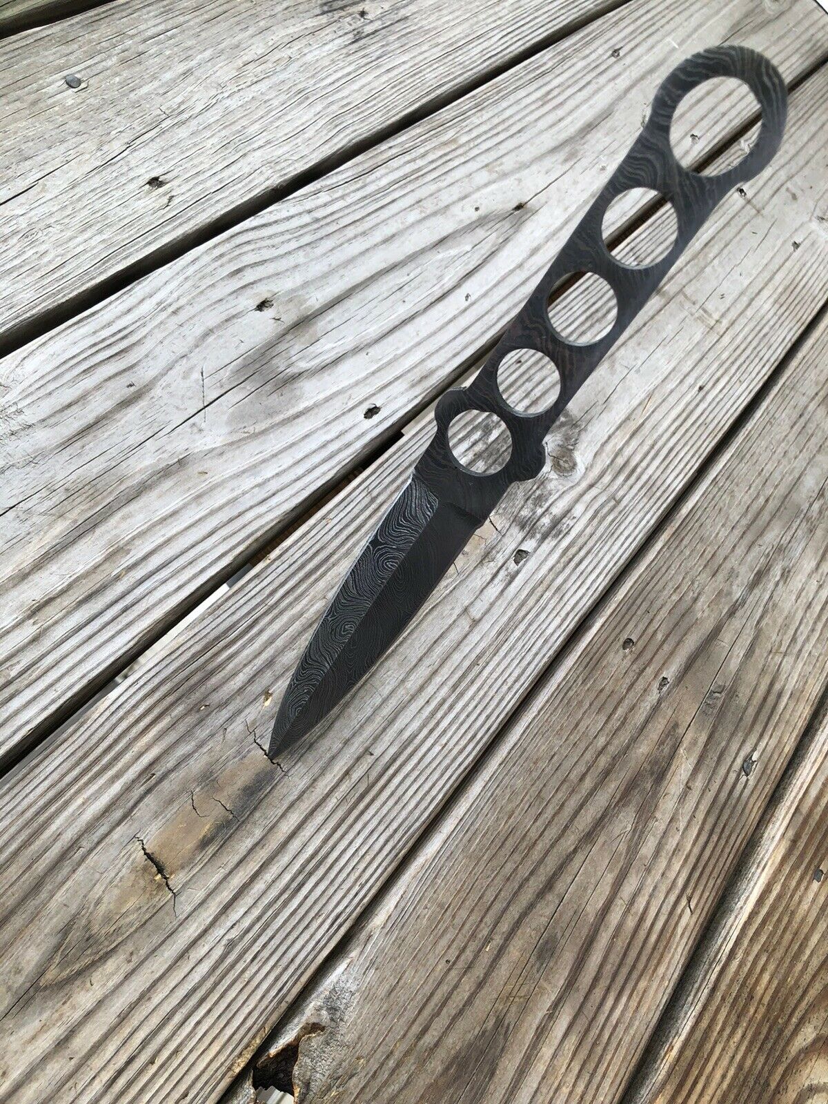 12” Inch HAND FORGED DAMASCUS STEEL Hunting Dagger Knife BLANK BLADE FULL TANG - SUSA KNIVES