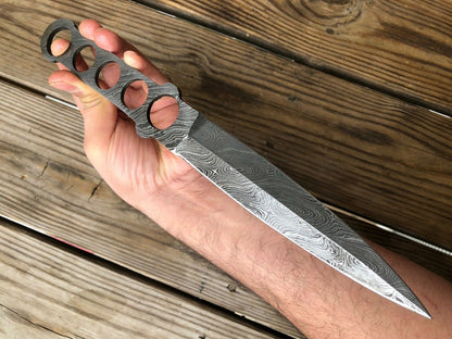 12” Inch HAND FORGED DAMASCUS STEEL Hunting Dagger Knife BLANK BLADE FULL TANG - SUSA KNIVES