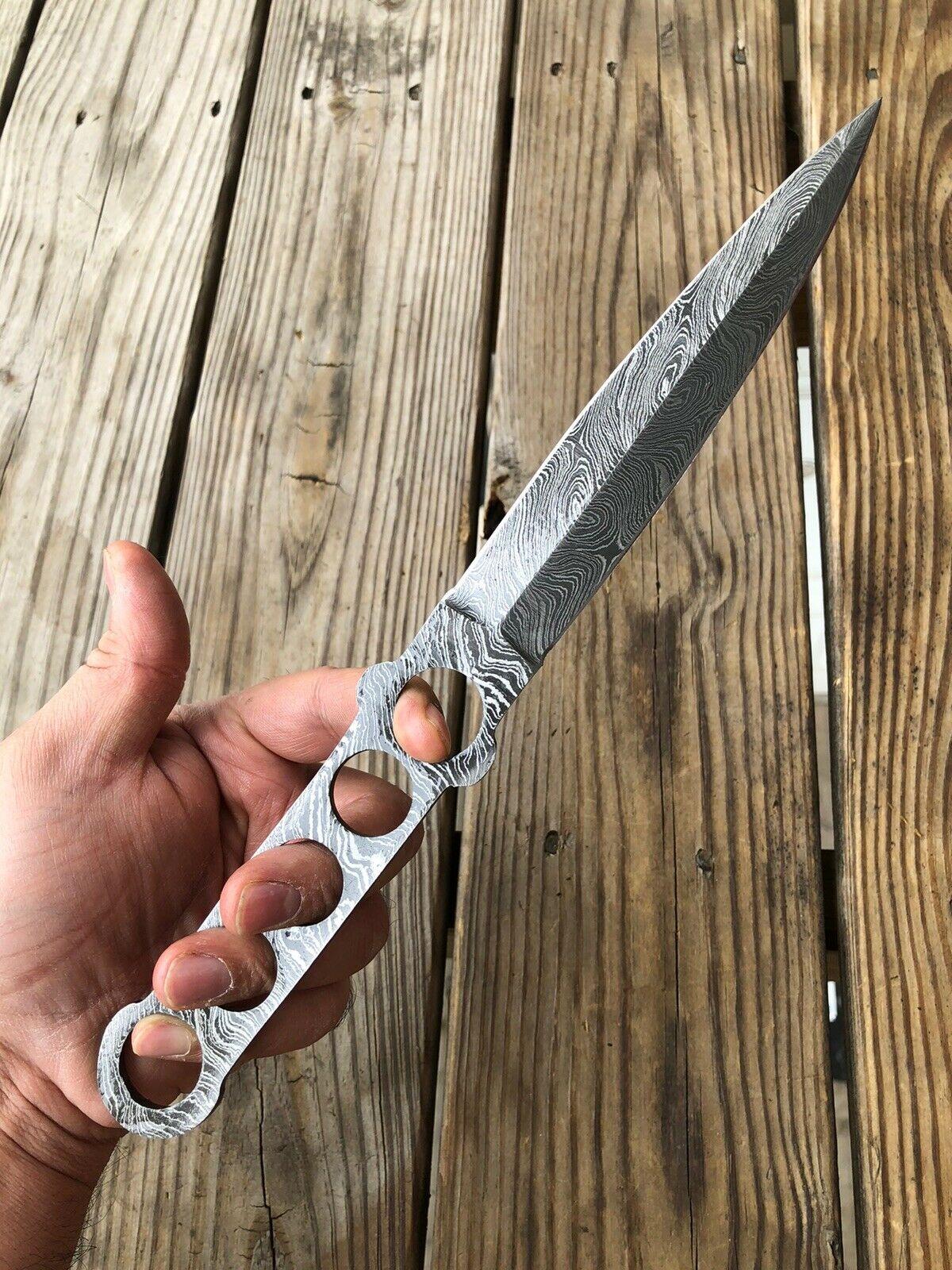 12” Inch HAND FORGED DAMASCUS STEEL Hunting Dagger Knife BLANK BLADE FULL TANG - SUSA KNIVES