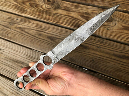 12” Inch HAND FORGED DAMASCUS STEEL Hunting Dagger Knife BLANK BLADE FULL TANG - SUSA KNIVES