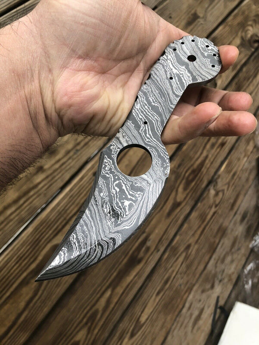 HAND FORGED DAMASCUS STEEL Hunting Skinner Knife BLANK BLADE FULL TANG’ - SUSA KNIVES