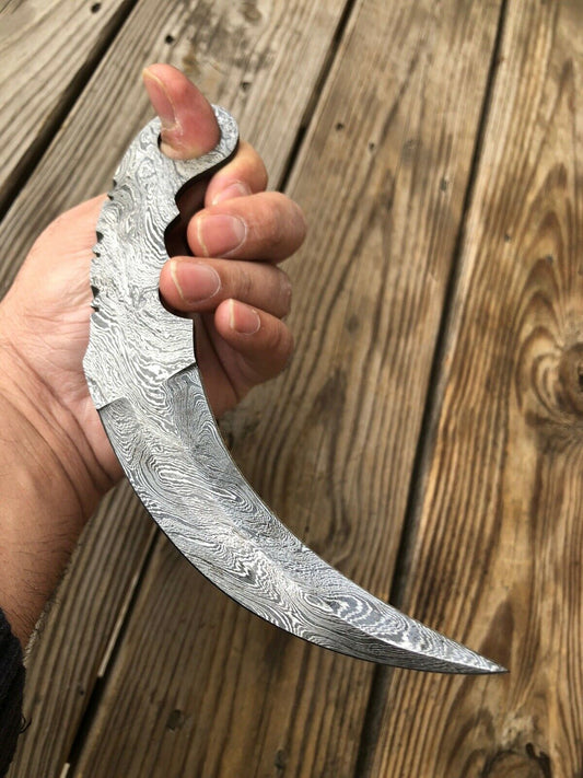 Custom HAND FORGED DAMASCUS STEEL Karambit BLADE FULL TANG - SUSA KNIVES