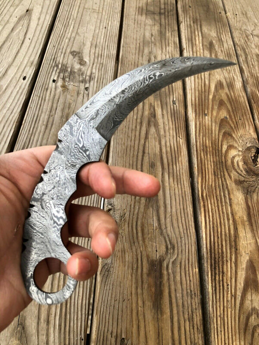 Custom HAND FORGED DAMASCUS STEEL Karambit BLADE FULL TANG - SUSA KNIVES